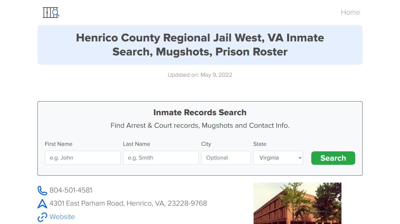 Henrico County Regional Jail West, VA Inmate Search ...