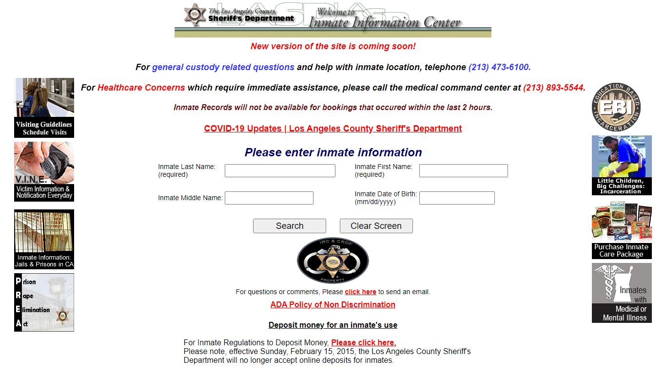 LASD Inmate Information Center - Inmate Search